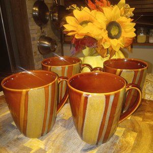 Sango Cabin Cottage Lake House Set of 4 Coffee Cups Avanti Brown #4722